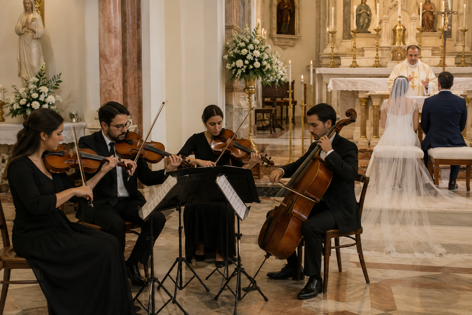Cuarteto de cuerdas en ceremonia de boda